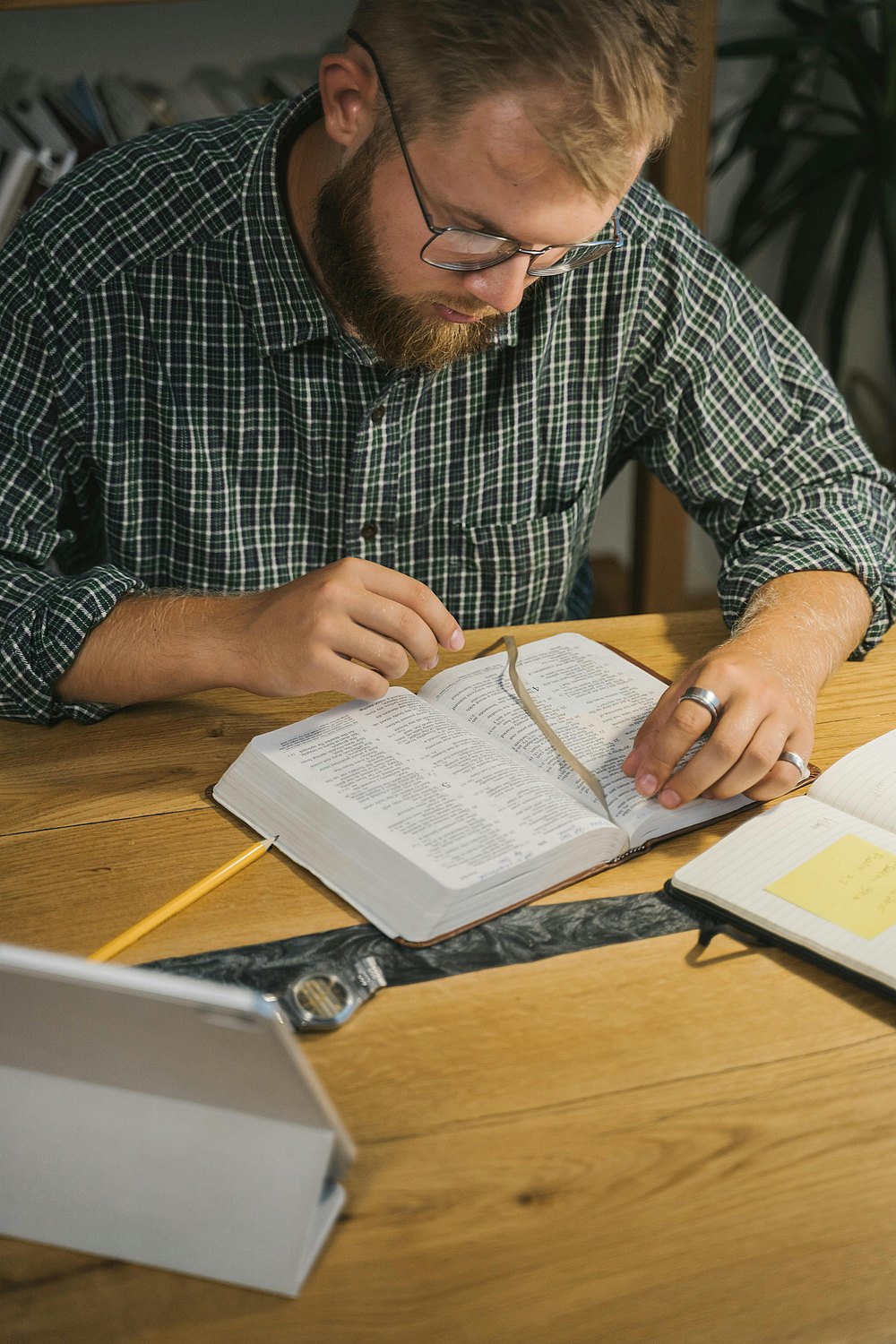 A man studying his Bible