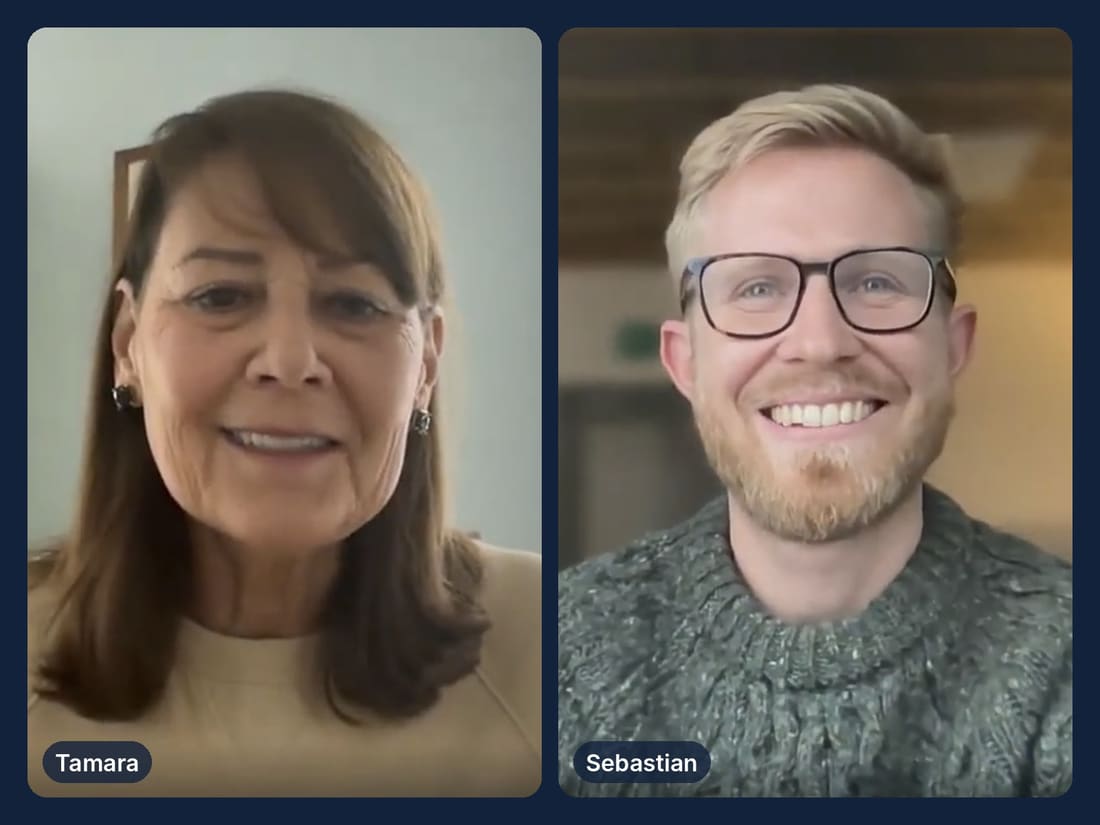 Sebastian on a mentoring call with Tamara
