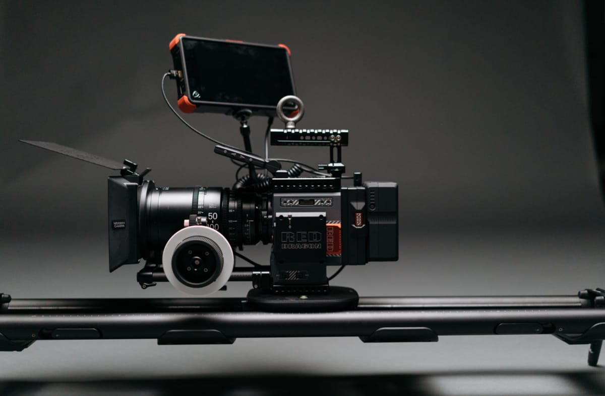 Camera slider setup for smooth documentary tracking shots