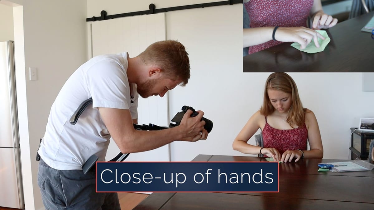 5-shot rule close-up of hands in a documentary scene