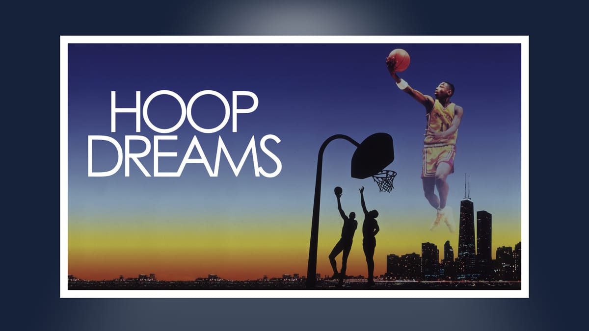 Hoop Dreams documentary poster showing two young basketball players from Chicago