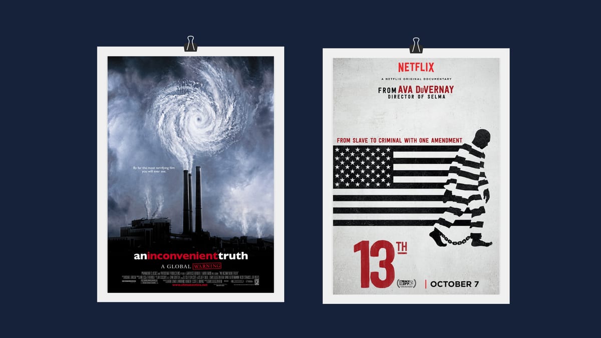 An Inconvenient Truth and 13th topic-driven documentary examples