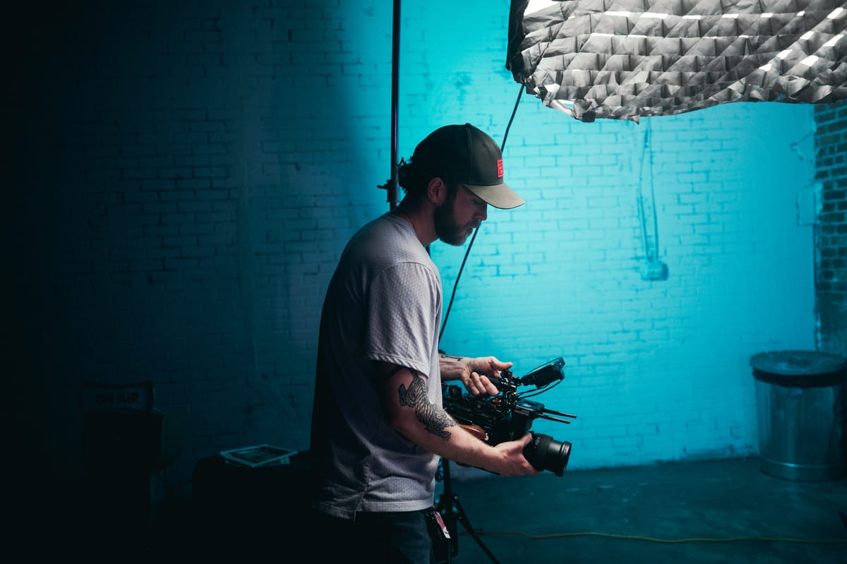 Moody cinematic lighting with controlled shadows creating depth in a film scene
