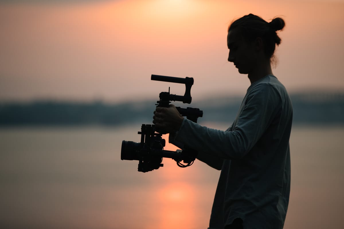 Tilt gimbal shot revealing a subject from ground level