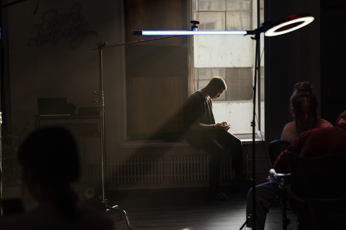 Backlit subject showing cinematic depth and contrast in a film scene