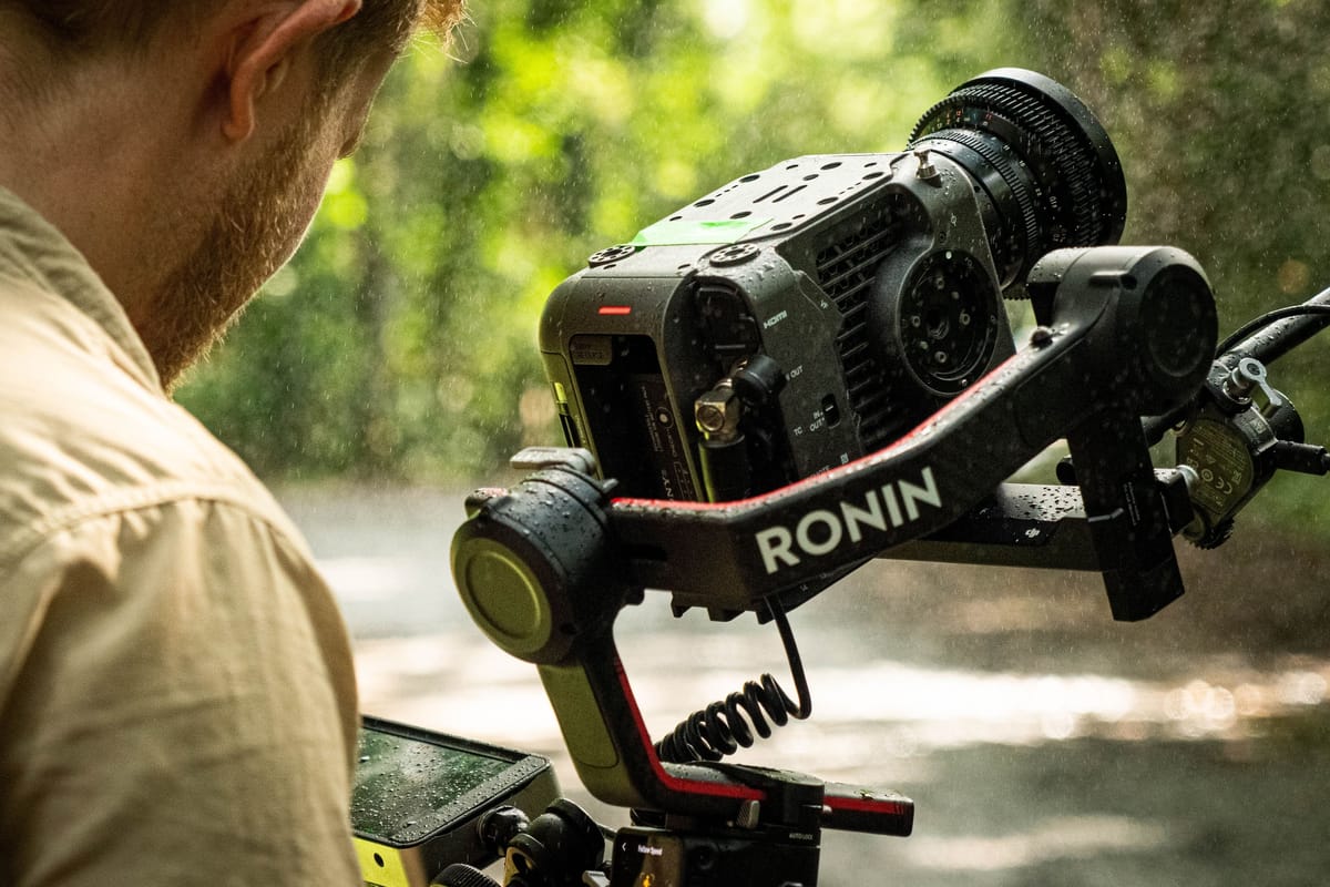 Crane gimbal movement rising from low to high angle
