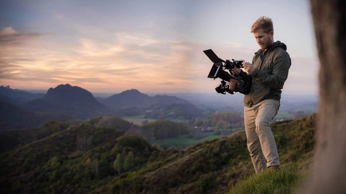Sebastian Solberg filming a solo documentary on location