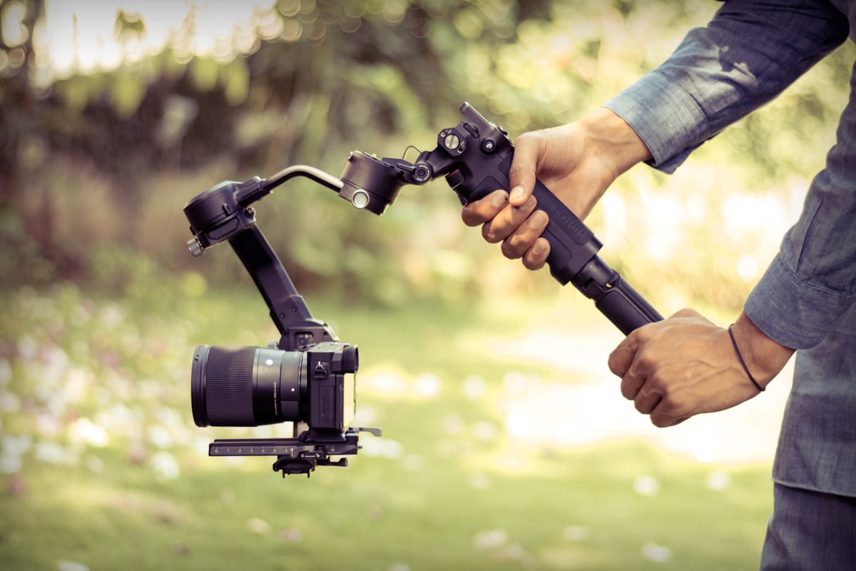 Parallax gimbal shot orbiting around a subject