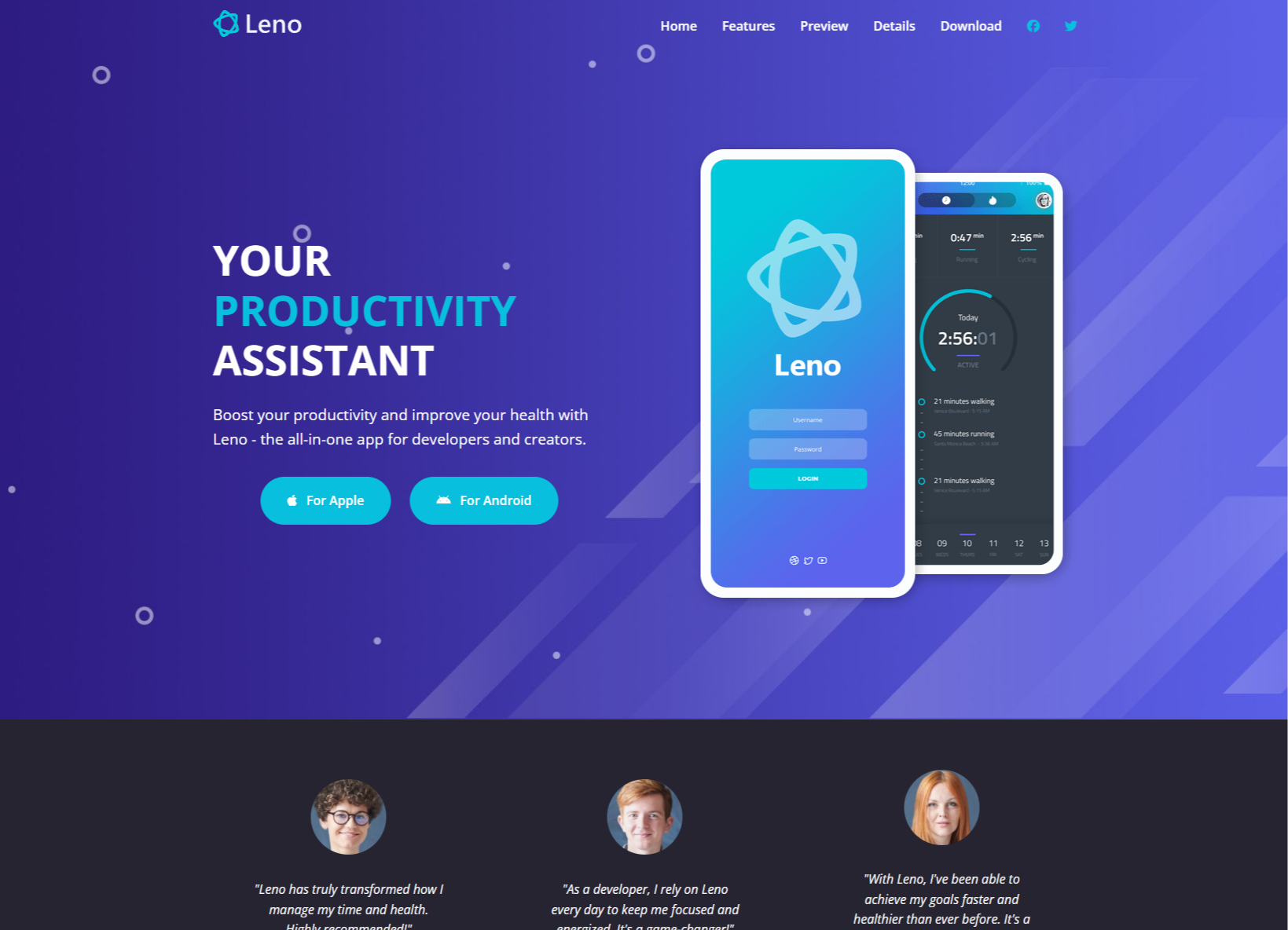 Leno App Website HTML and CSS project