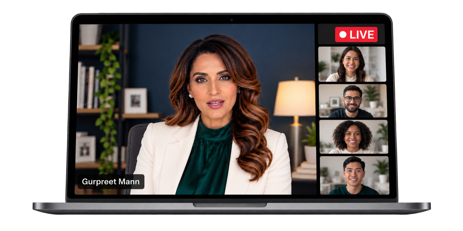 Gurpreet Mann speaking during a live video call
