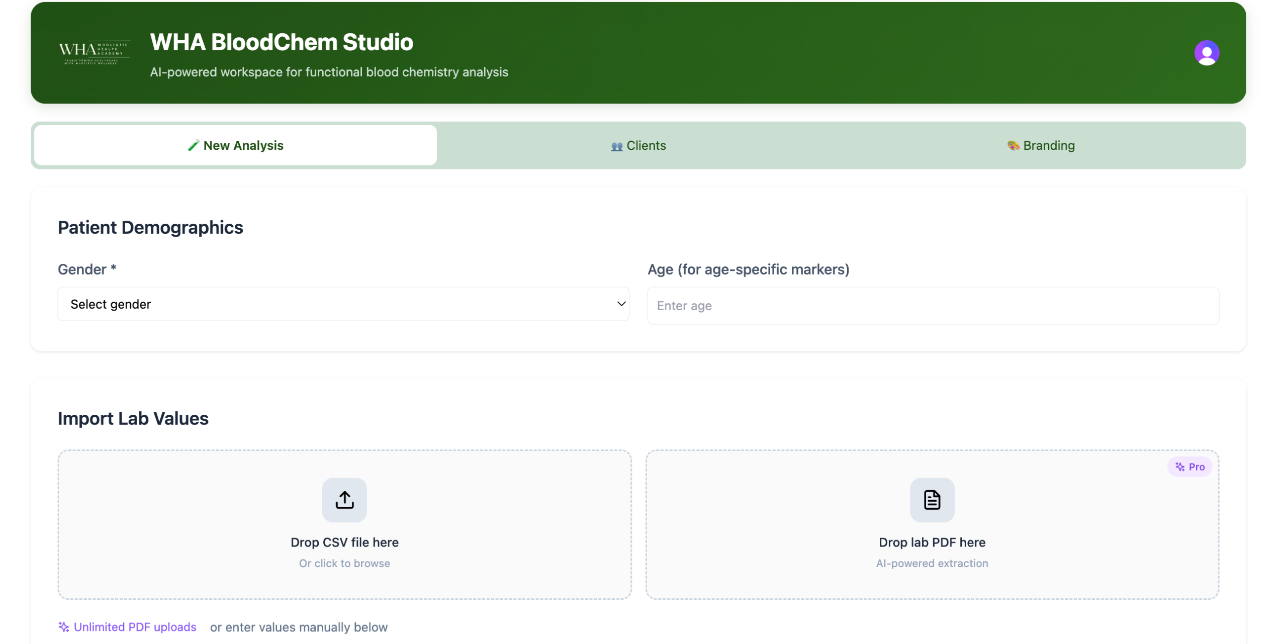 Blood Chem Studio Dashboard