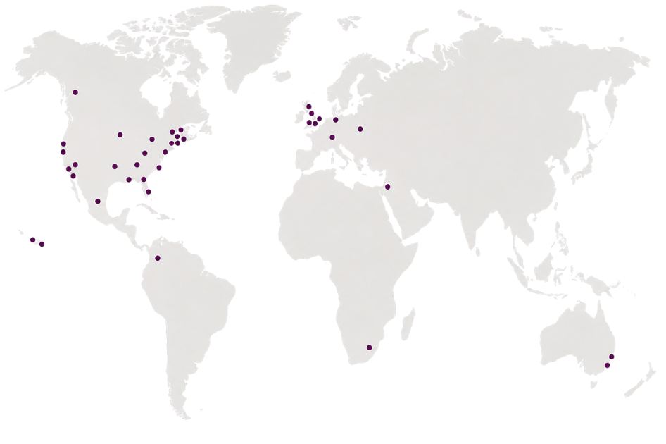 Map showing locations of ELA staff and Certified Expert ERG Trainers