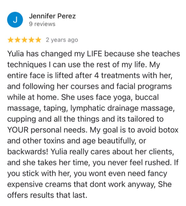Client testimonial message