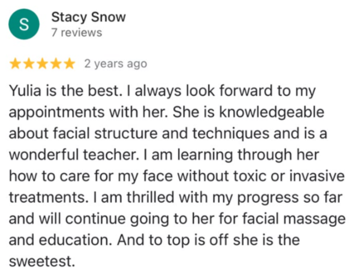 Client testimonial message