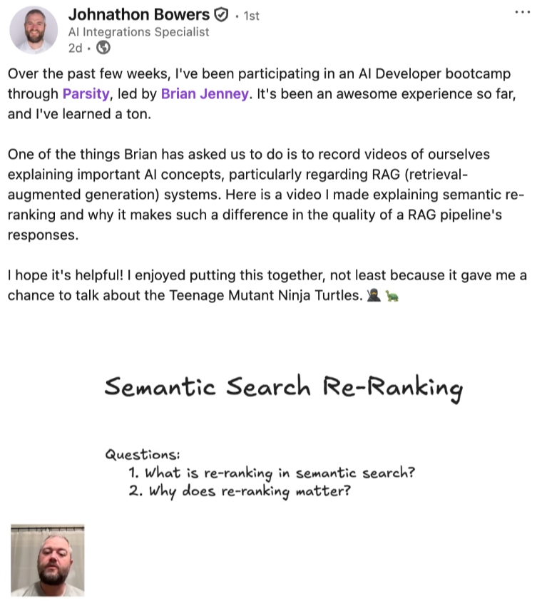Student testimonial