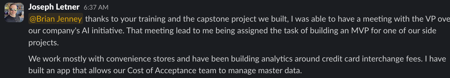 Student testimonial