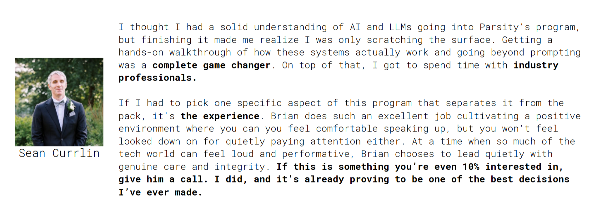 A.F. testimonial