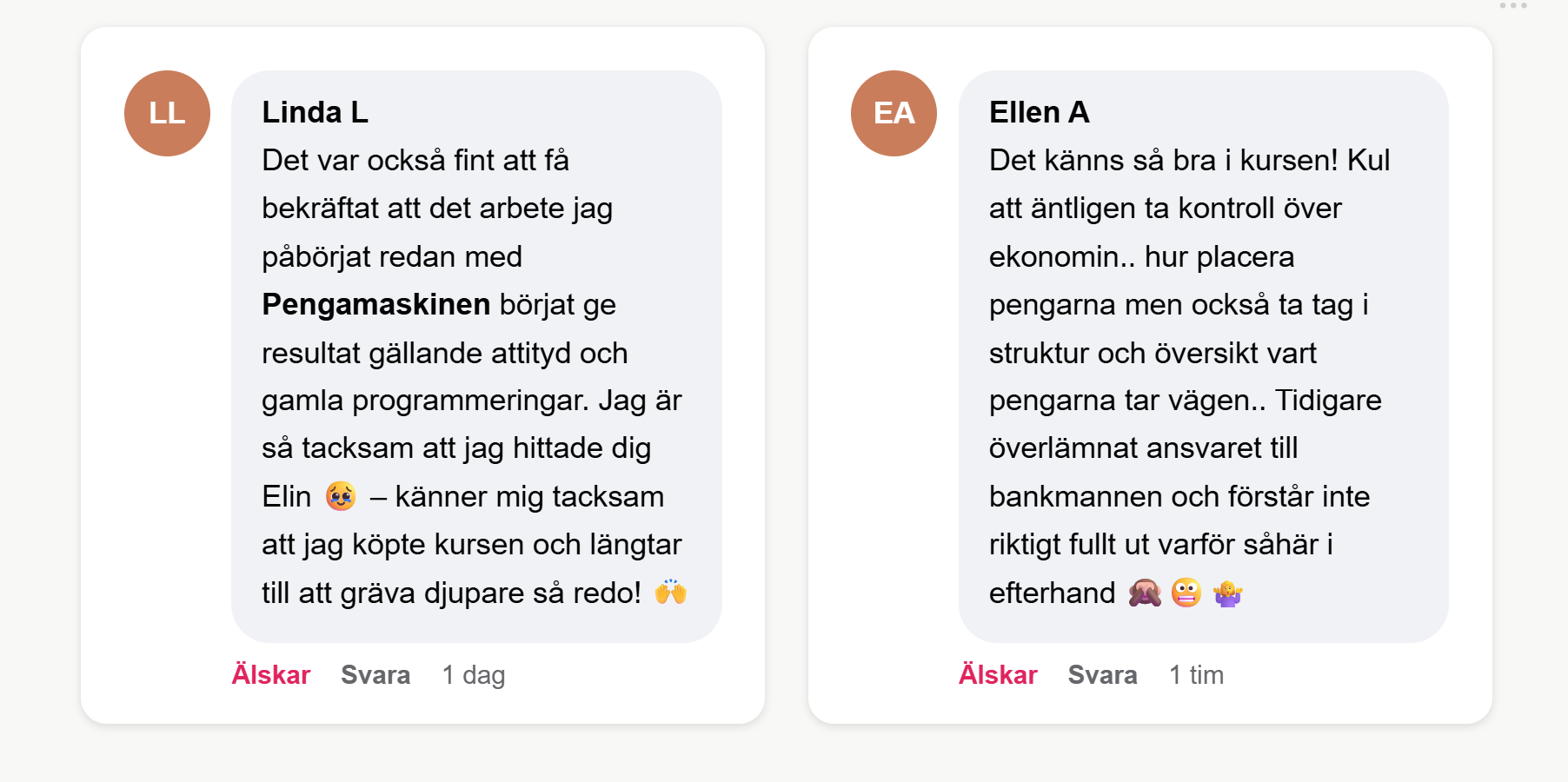 Skärmdump: Linda och Ellen, deltagare