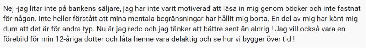 Svar om att vara en förebild för dottern