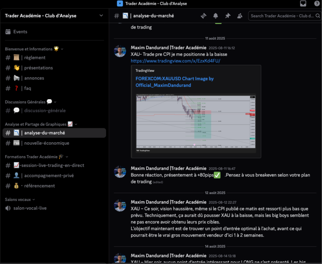 Graphique TradingView — signal XAUUSD