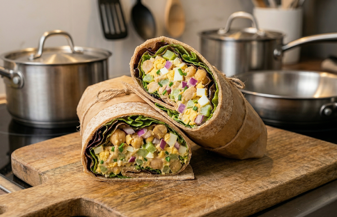 Egg Salad And Chickpea wrap& Veggie Tray &  Veggie Tray