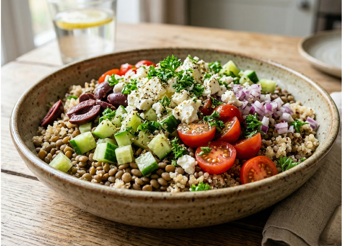 Lentil Salad Grain Bowl with Feta