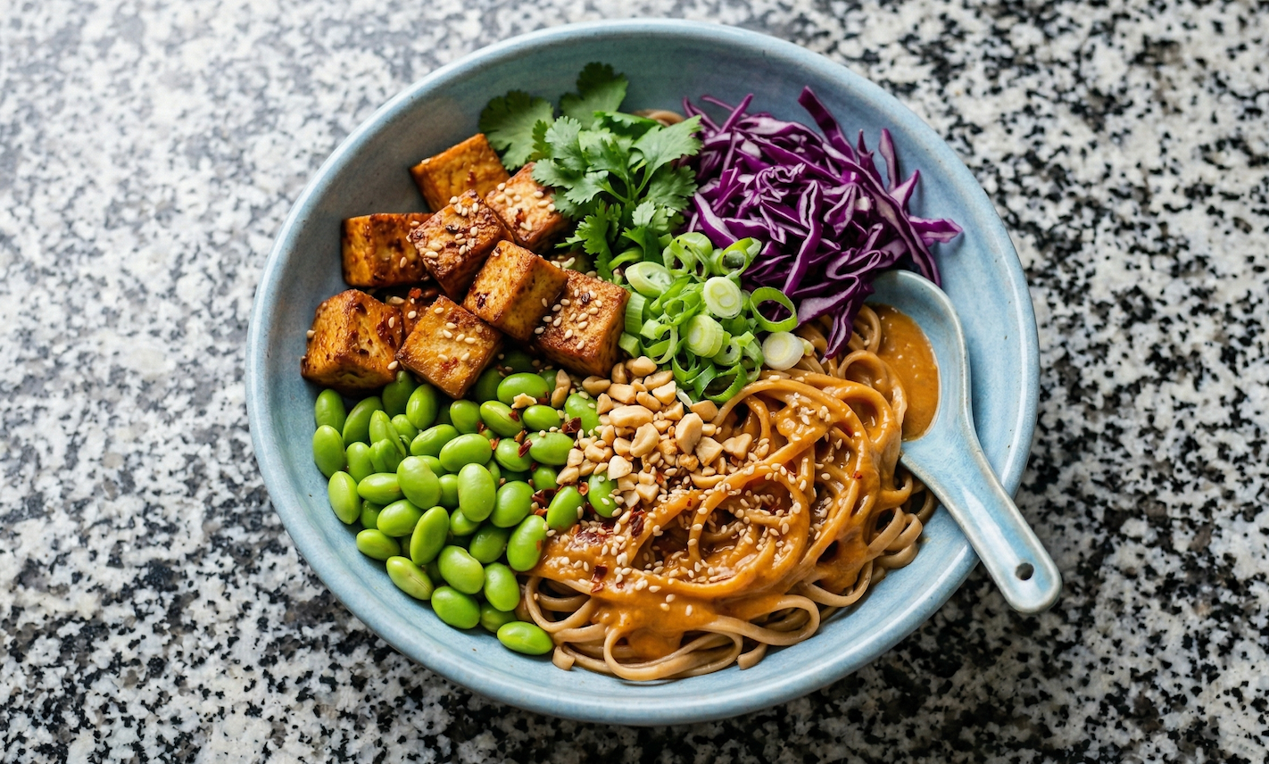 Tofu Peanut Noodle Bowl
