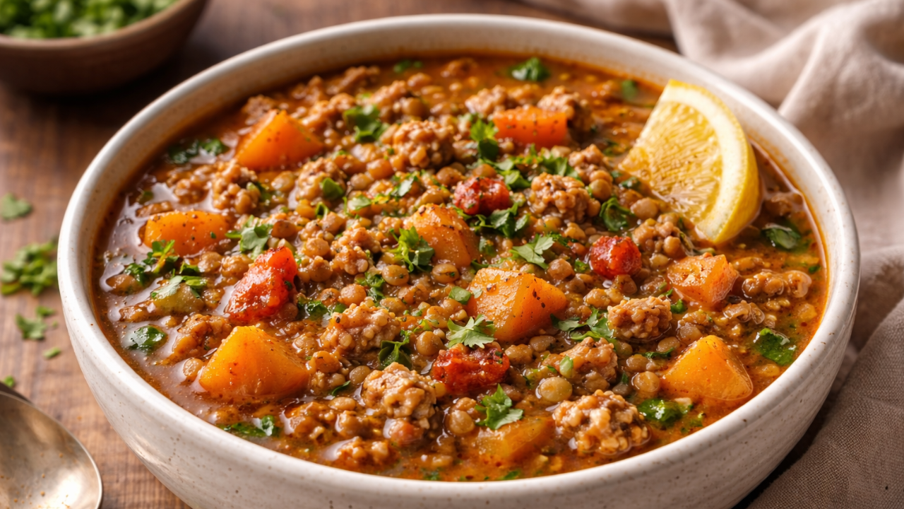 Crockpot Spiced Turkey & Lentil Stew