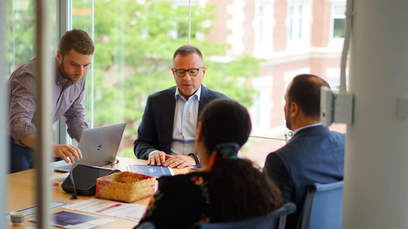 Christopher Velis mentoring founders at Harvard Innovation Lab President's Innovation Challenge
