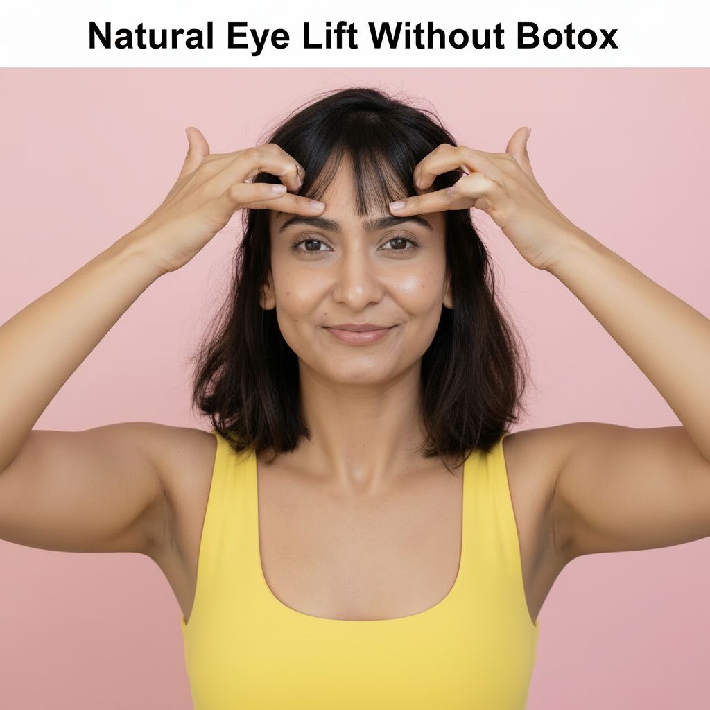 Natural eye lift without botox using face yoga exercises for lifted eyelids
