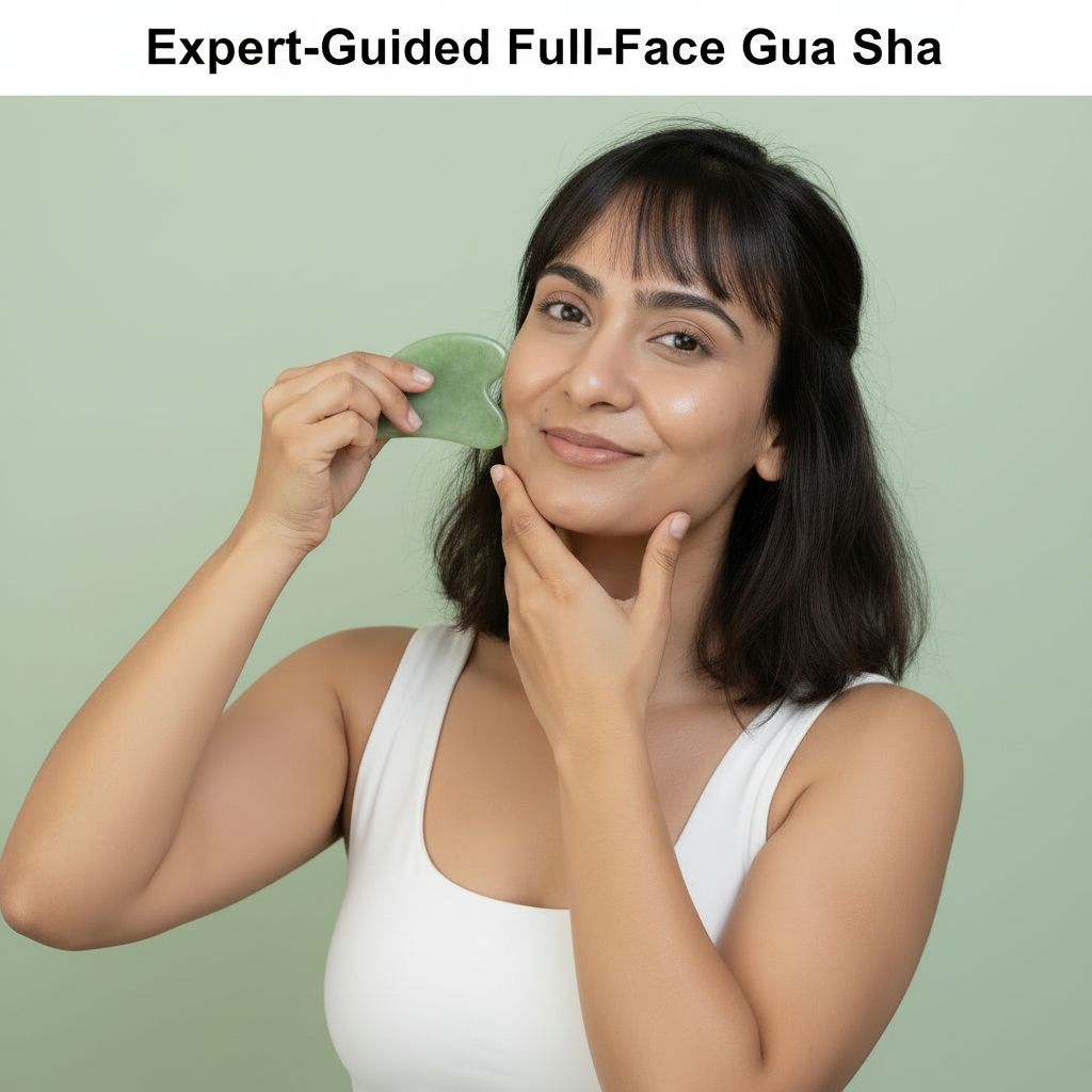 Gua Sha facial rejuvenation routine for women seeking a natural alternative to Botox and fillers