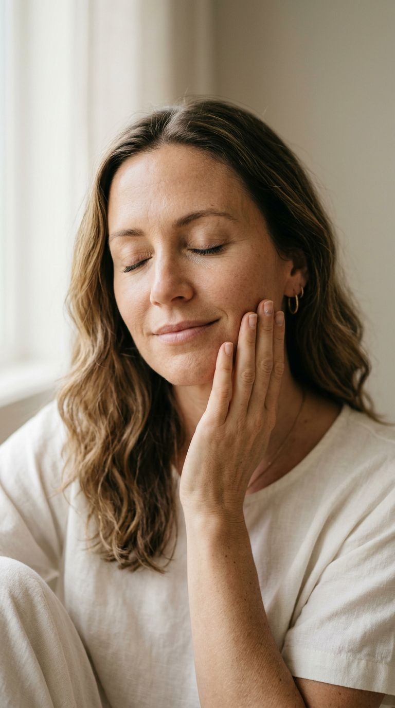 Woman doing facial massage