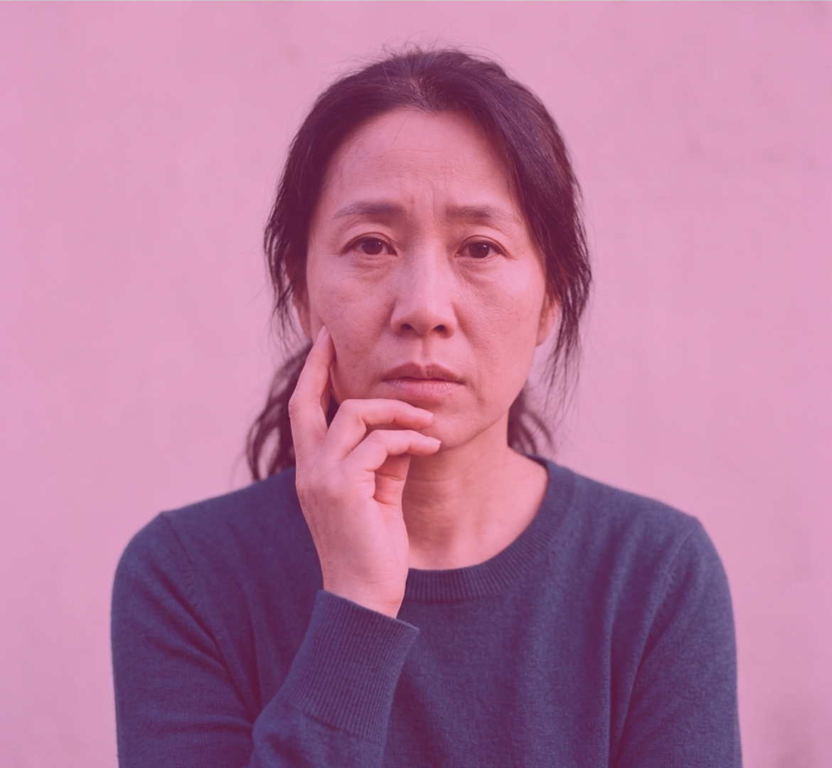 Woman doing facial exercise