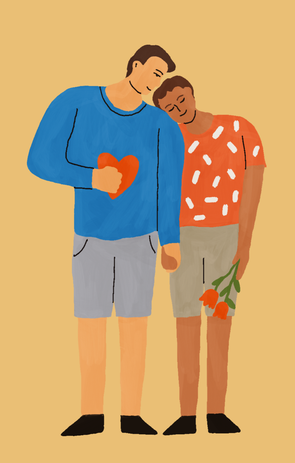 Two men embracing illustration
