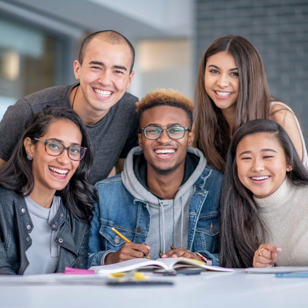 Confident students celebrating