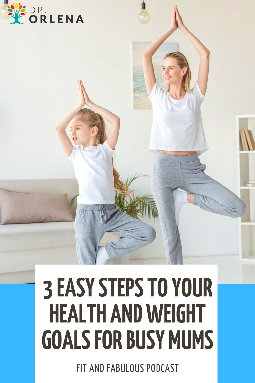 A woman doing yoga poses with her daughter in their living room #weightloss #momweightloss #momhealth #loseweight #healthyliving #wellness #exercise