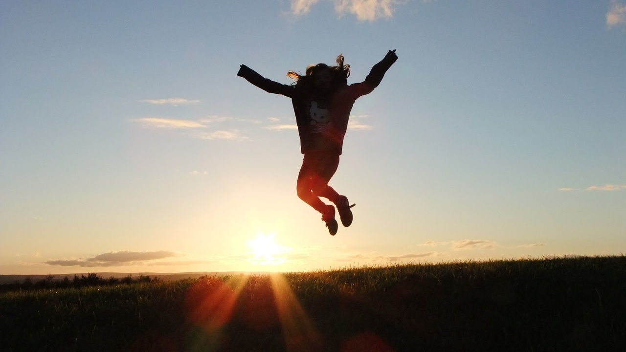 Person jumping in the air; free