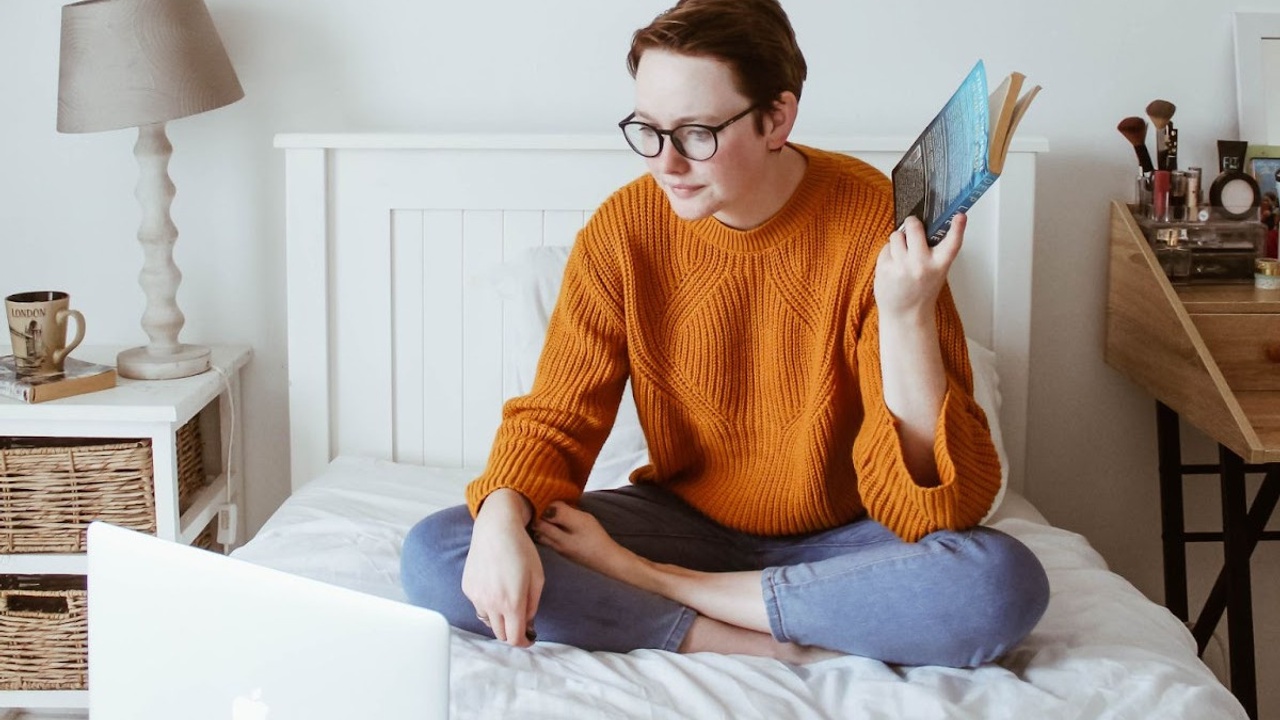 Woman working on laptop