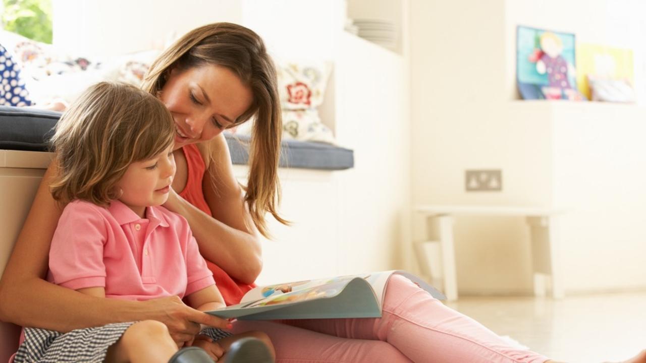 mother reads children's book about divorce