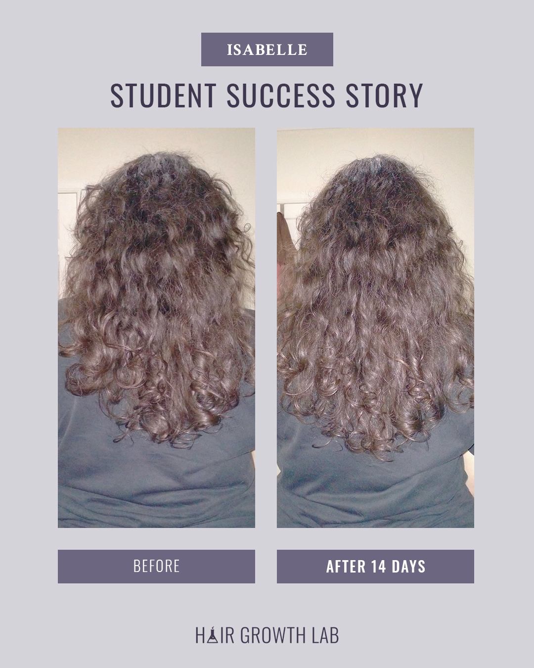 Hair Growth Lab 14 Day Haircare Challenge Student Before and After Testimonial