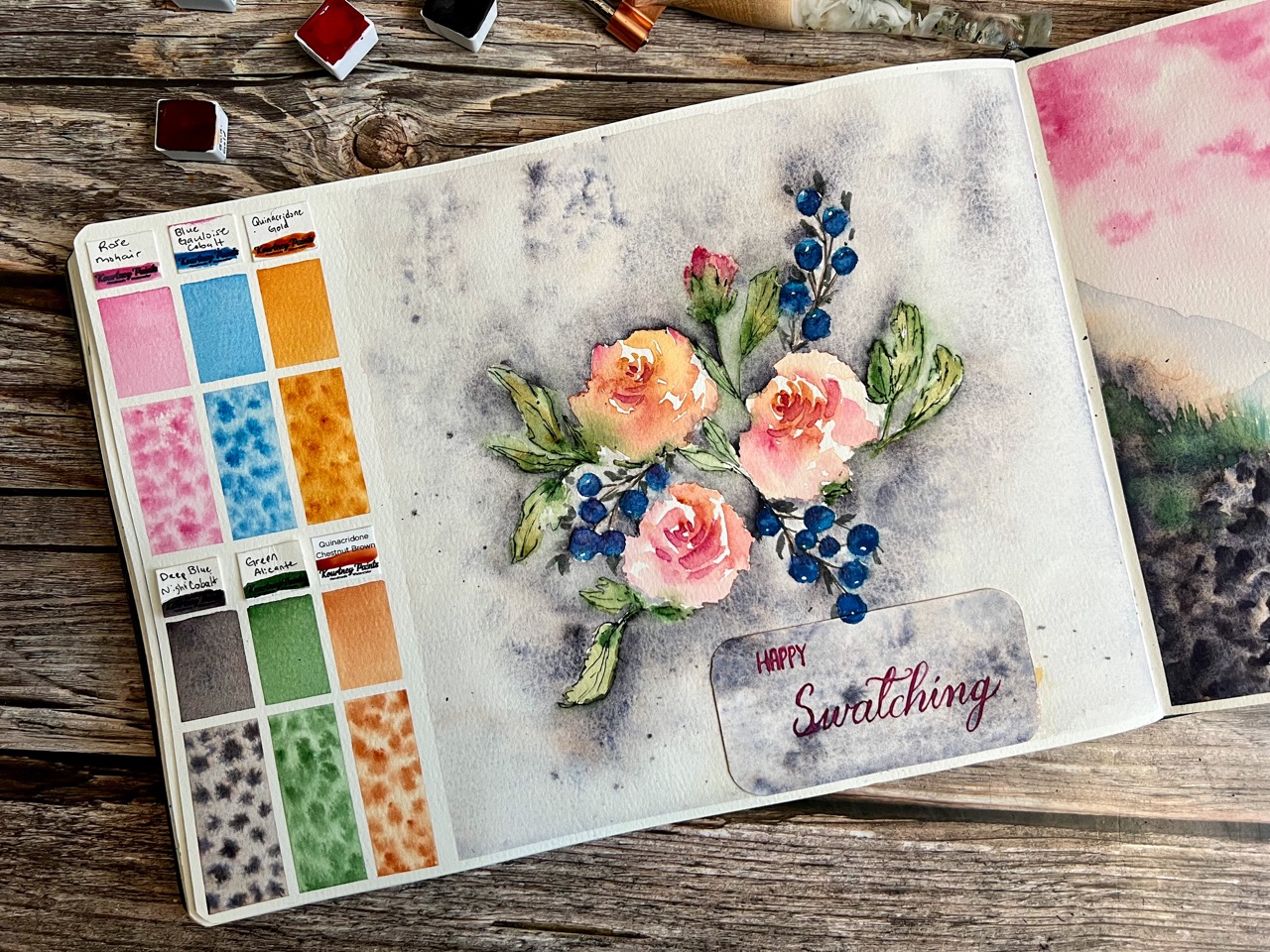 Sketchbook Fun: Watercolor Swatch Spread