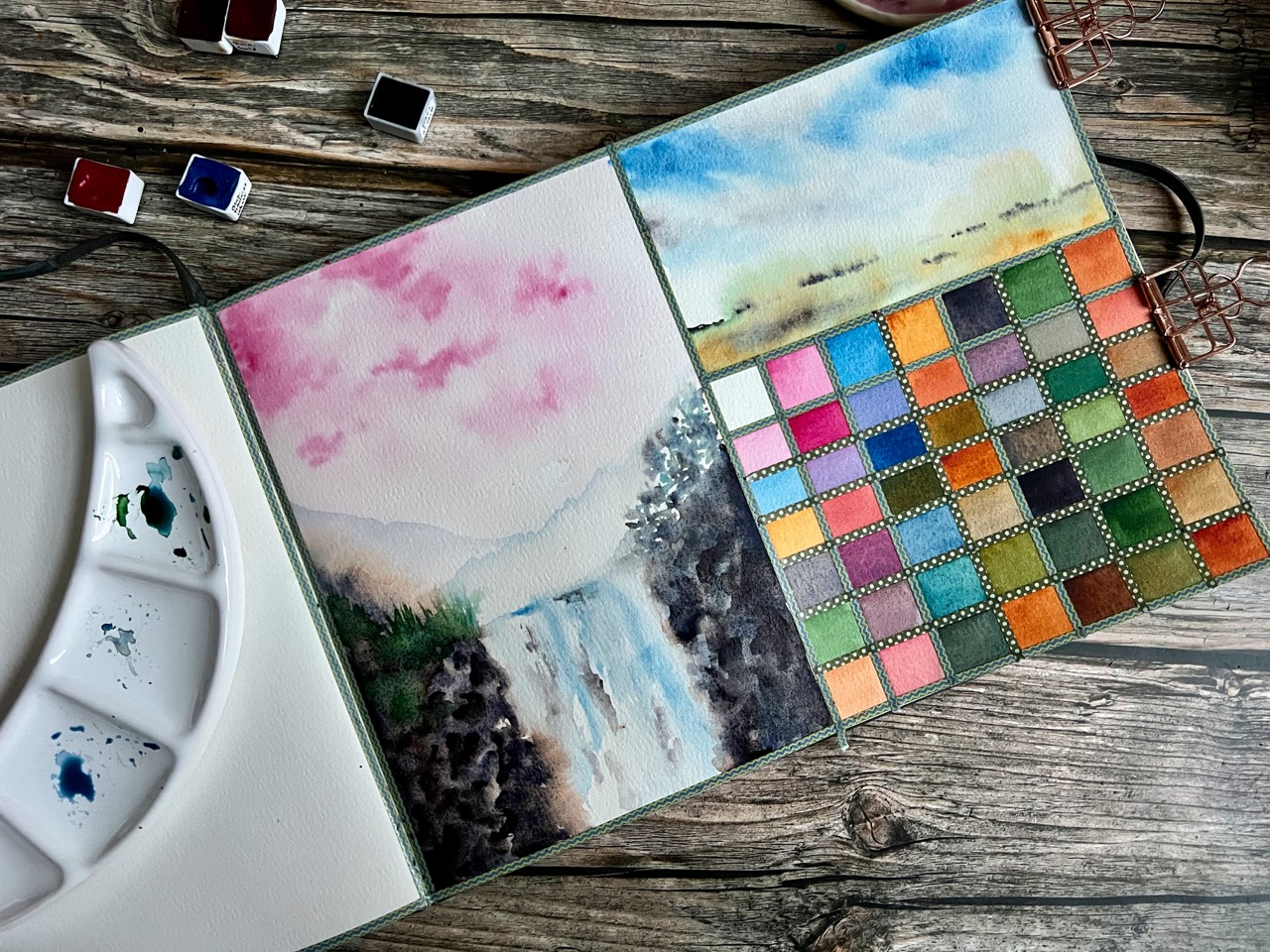 Mini Watercolor sketchbook #swatches #watercolorswatches