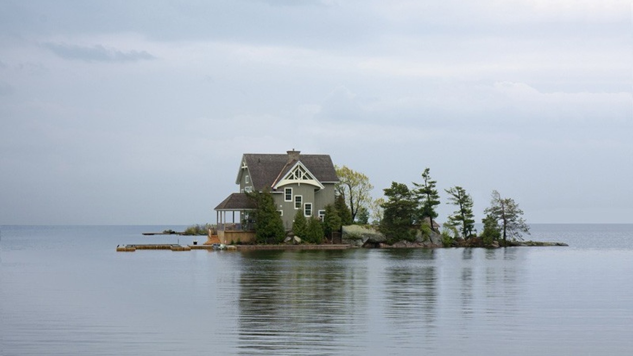 House on a small island in a lake