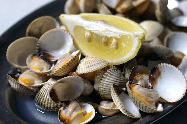 Grilled clams with lemon and garlic - off the beaten path tapas Madrid