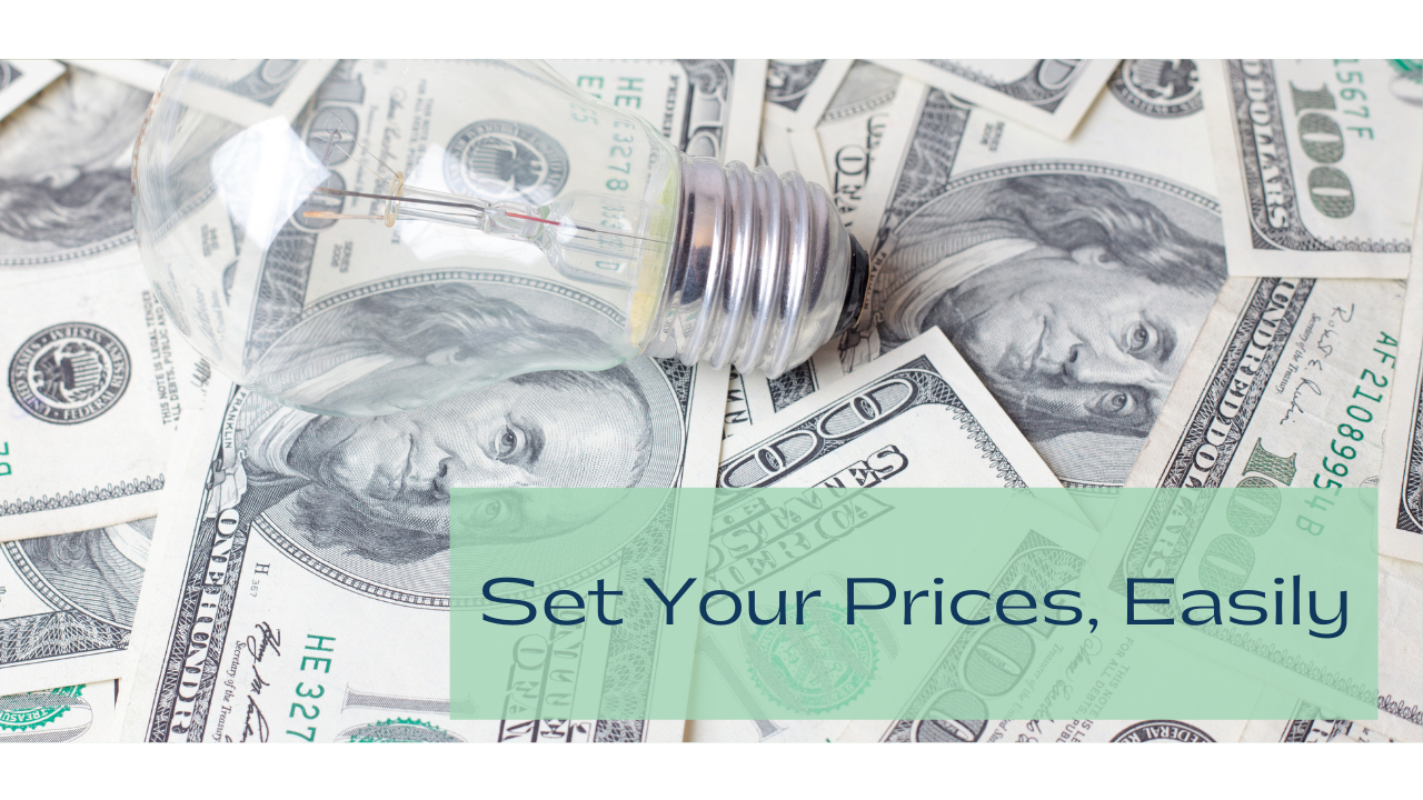 Set Your Prices Easily. Light bulb with money