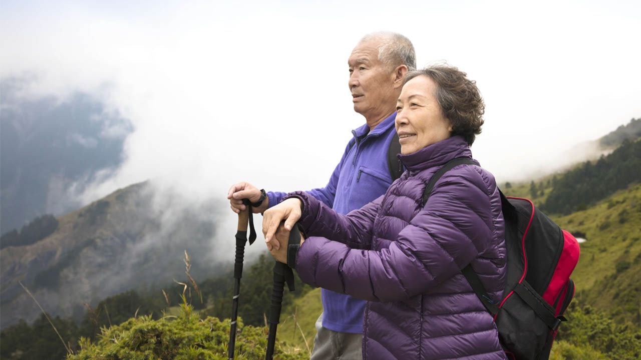 old couple hiking