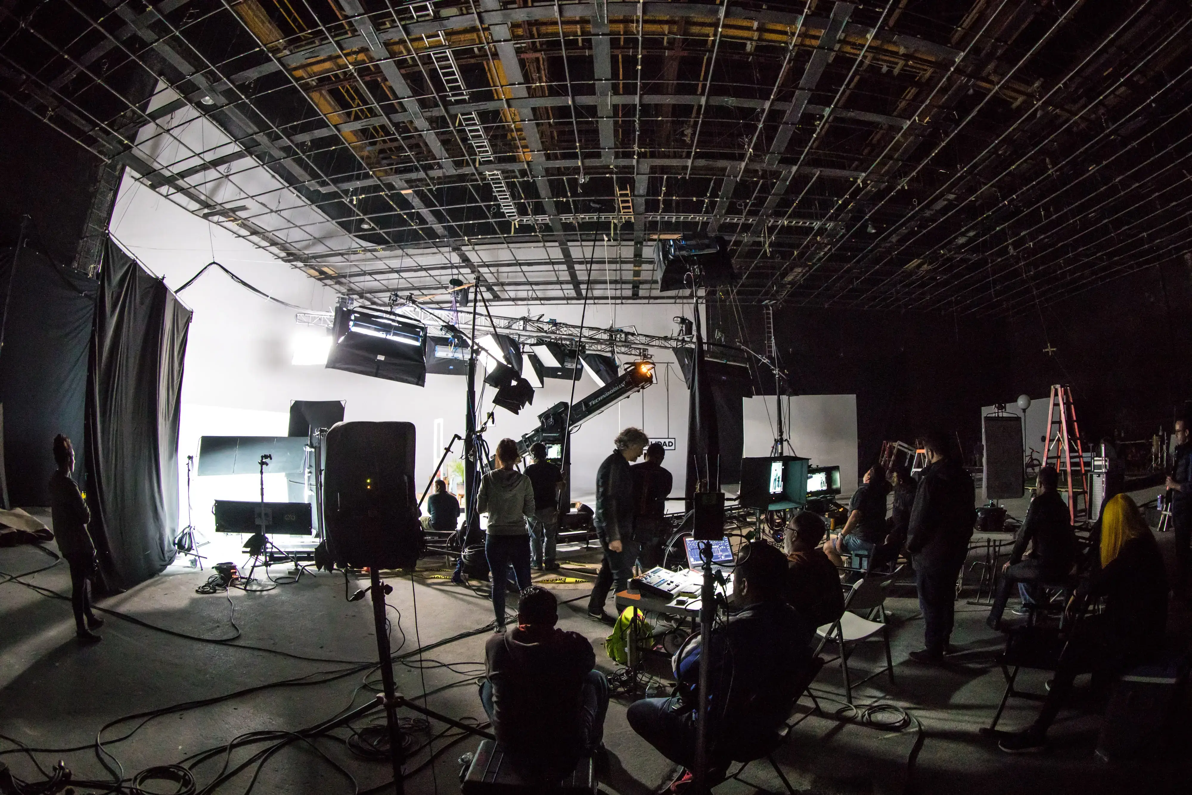 Image of a film production crew working on set