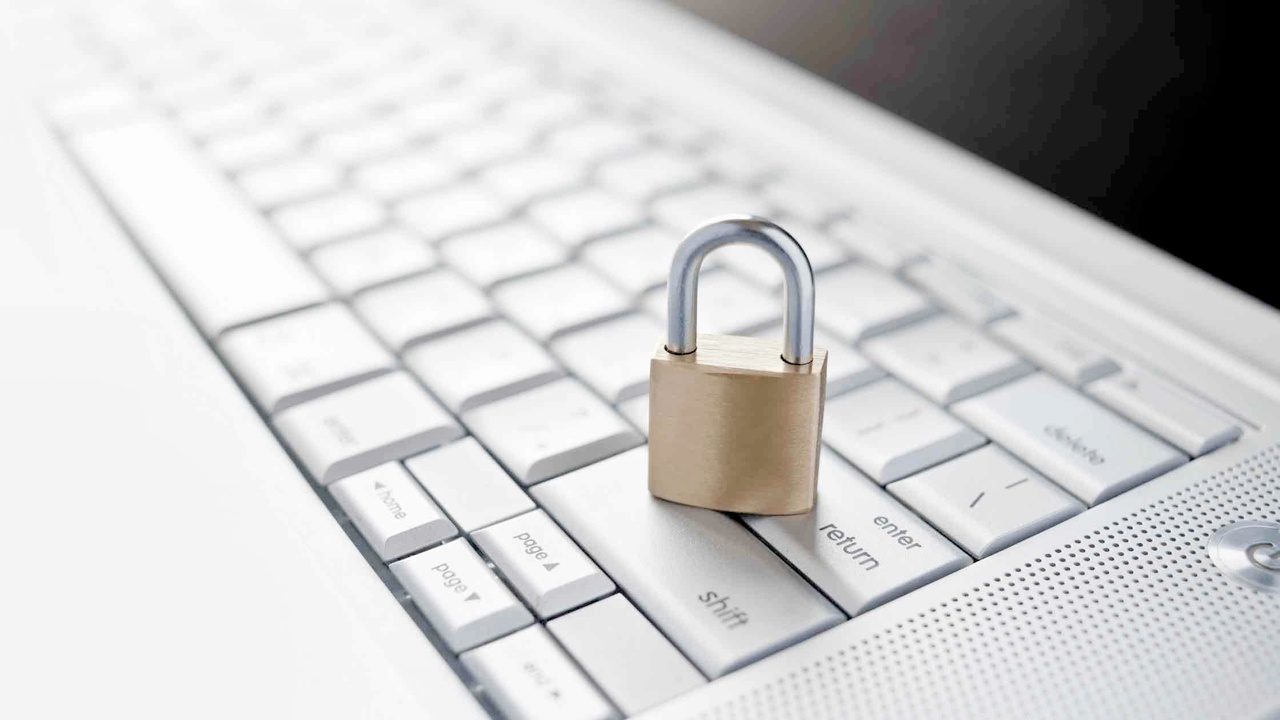 Padlock on a computer keyboard