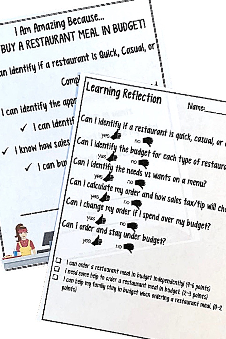 Life Skills - Menu Math - Money - Budget - Dollar Up - BOOM CARDS - Unit 5