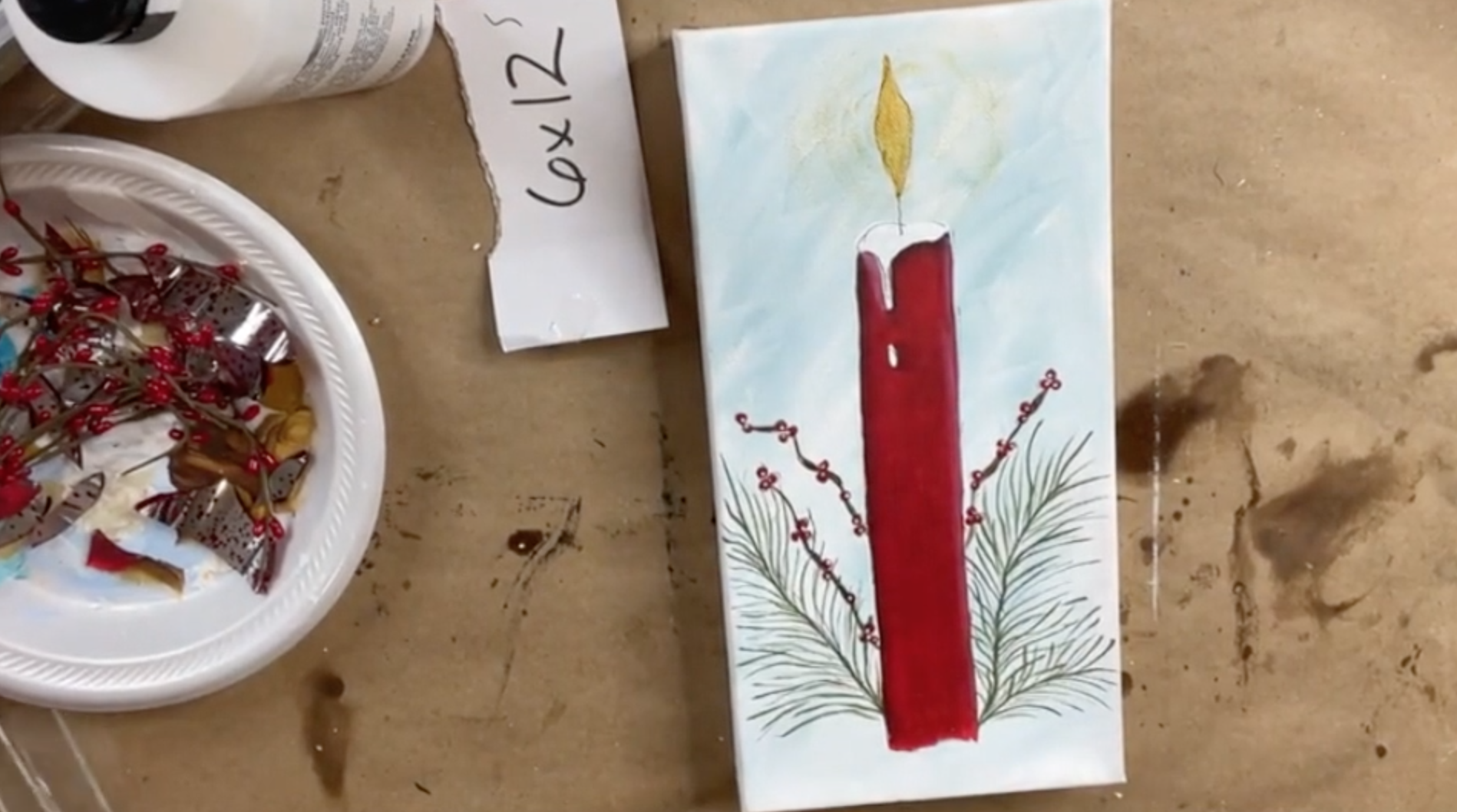 Christmas Candle Mini Painting